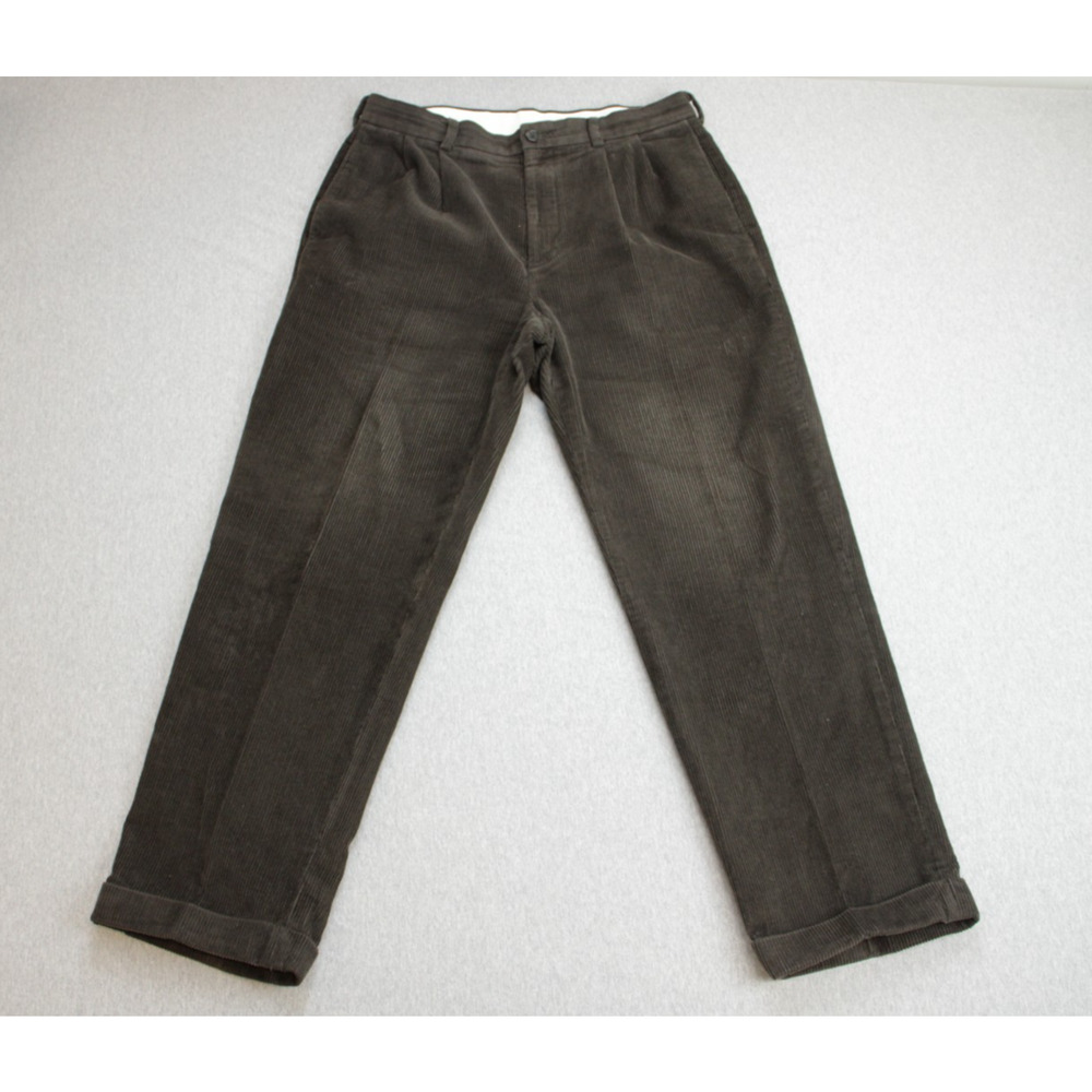 Brooks Brothers 346 Pants Mens 35 x 30 Brown Corduroy 100% Cotton Cuffed